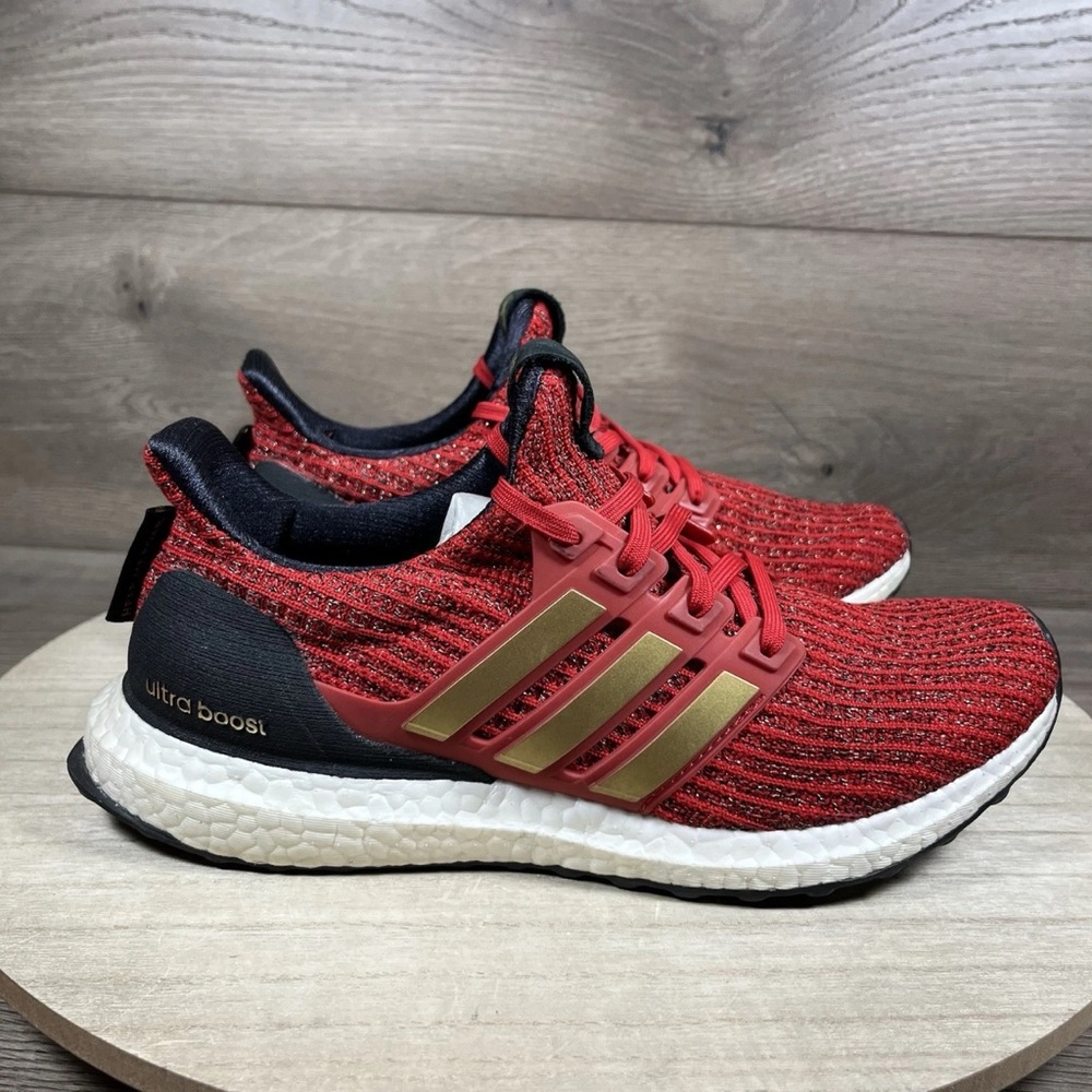 Adidas Women’s Red and Gold Sneakers- Games of Thrones Edition